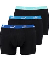 PUMA - 3 X S Solid Boxer Shorts Black/blue Combo Medium - Lyst