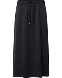 Comma, - Midi-Rock aus Satin mit Elastikbund schwarz 34 - Lyst