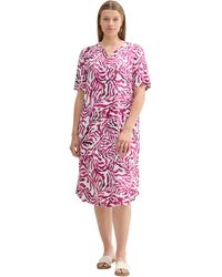Tom Tailor - Plussize Basic Kurzarm-Kleid mit Allover Print - Lyst