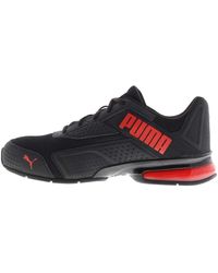 PUMA - S Leader Vt Nubuck Trainers Runners Lace Up Padded Ankle Collar Mesh Black/red Uk 9.5 - Lyst