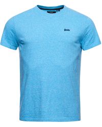 Superdry - Mikrostrukturiertes T-Shirt aus Bio-Baumwolle mit Stickerei Meerestürkis Gesprenkelt XL - Lyst