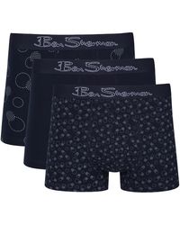 Ben Sherman - Boxer Shorts In Navy/white/patterned | Cotton Trunks With Elasticated Waistband Briefs - Lyst