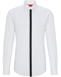 HUGO - Langarmhemd Slim-Fit Hemd aus Baumwoll-Popeline - Lyst