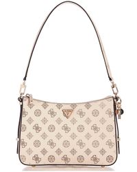Guess - Daryna Ii Top Zip Shoulder Bag Cream Logo - Lyst