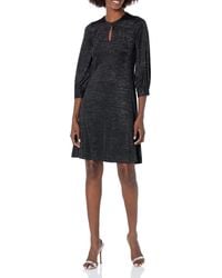 Calvin Klein - Three Quarter Sleeve Dress With Keyhole Neckline - Lyst