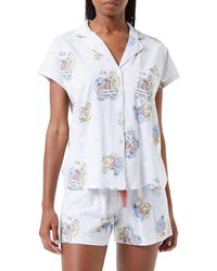 Women'secret Short Sleeves Masculine Pyjama Barrio_Sesamo Pijama para Mujer - Blanco