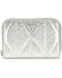 Guess - Aldina SLG Medium Zip Around Wallet Silver - Lyst