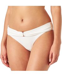 Women'secret Braguita de bikini clásica con textura y detalle frontal de cinturón con hebilla de carey para Mujer - Blanco
