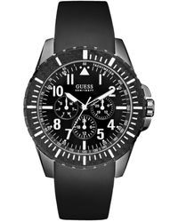 Guess - Rogue Quartz Watch With Black Dial Analogue Display And Black Rubber Strap W10261g1 - Lyst