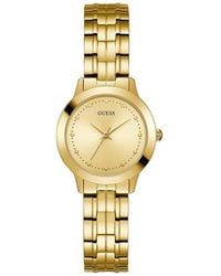 Guess Women'S Imitation Pearl Gold-Tone Multi-Chain Bracelet Watch