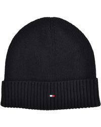 Tommy Hilfiger - Strickmütze Mütze Cotton Cashmere Beanie Baumwolle Kaschmir Schwarz One Size - Lyst