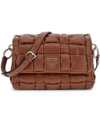 Guess - Schultertasche Marion Flap Shoulder Bag Cognac braun - Lyst