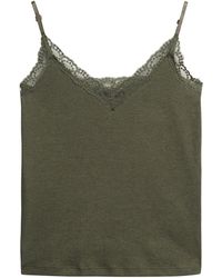 Superdry - Essential Rib Lace Sleeveless V Neck T-shirt S-m - Lyst