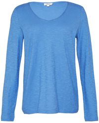 S.oliver - Langarmshirt aus Slub Yarn mit Rollkanten am Ausschnitt Royalblau 46 - Lyst