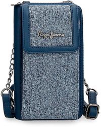 Pepe Jeans - Maddie Blue Shoulder Bag 11 X 17.5 X 2.5 Cm Polyester With Faux Leather Details - Lyst