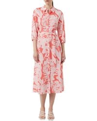 Comma, - Midikleid aus Viskose mit All-Over-Print und 3/4-Ärmeln - Lyst
