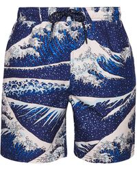 Superdry - Hawaiianische Badeshorts aus recyceltem Material Große Welle Blau Print L - Lyst