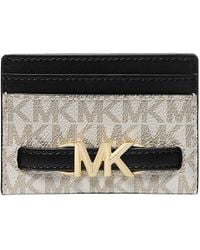 Michael Kors - Reed Large Leather Card Holder - Vanilla/black, Vanilla / Black, Card Holder - Lyst