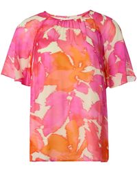 Comma, - Chiffon-Bluse mit blickdichtem Futter Koralle 42 - Lyst