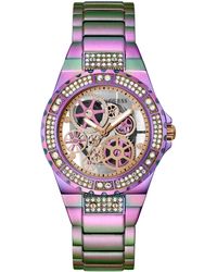 Guess - Cut 39mm Watch – Glitz Dial With Iridescent Violet Stainless Steel Case & - Lyst