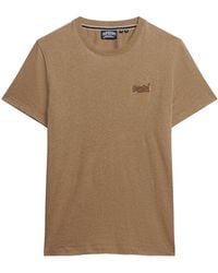 Superdry - Essential T-Shirt aus Bio-Baumwolle mit Logo Buck Braun Rotbraun Meliert S - Lyst
