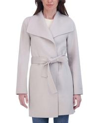 Tahari - Double-faced Luxury Soft Wool Blend Peacoat- Wrap Wool Coat With Removable Belt - Lyst