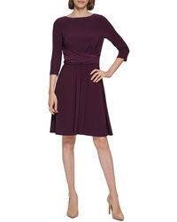 Tommy Hilfiger - Fit And Flare Jersey 3/4 Sleeve Round Neck Dress - Lyst