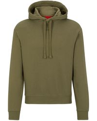 HUGO - Relaxed-fit Cotton Hoodie With Contrast Logo - Lyst