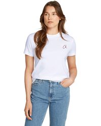Calvin Klein - Calvin Klein T-Shirt Kurzarm Embroidered Regular Fit Tee Rundhalsausschnitt - Lyst