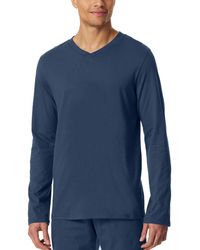 Schiesser - Schlafshirt Kurzarm V-Ausschnitt Bio-Baumwolle-Mix + Relax Pyjamaoberteil - Lyst