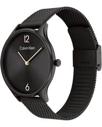 Calvin Klein - Multifunction Ionic Plated Black Steel And Mesh Bracelet Watch - Lyst