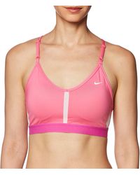 Nike - Df Indy V-neck Bra Pink Spell/cosmic Fuchsia/whit L - Lyst