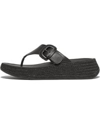 Fitflop - F-Mode Espadrille Adj. Leather Flatform Toe-Thongs Sandals 7 M (B) Leather/Rubber - Lyst