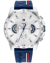 Tommy Hilfiger - Analoog Multifunctioneel Quartz Horloge Voor Mannen Met Marineblauwe Siliconen Armband - 1792239 - Lyst