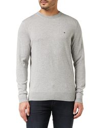 Tommy Hilfiger - S Designer Jumper - Grey Jumper S - Sweater - Core Cotton-silk Crew Neck Jumper - Cloud Htr - Size - Lyst