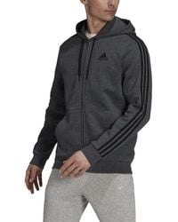 adidas - Mens Essentials Fleece 3-stripes Full-zip Hoodie Jacket - Lyst