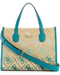 Guess - Silvana 2 Comp Tote türkis logo - Lyst