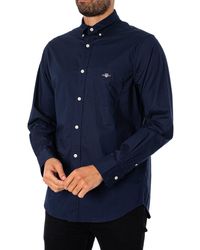 GANT - Langarmhemd Regular Fit Popeline Hemd leicht strapazierfähig pflegeleicht mit Label Stickerei auf der Brusttasche - Lyst