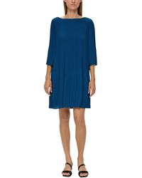 S.oliver - Plissee Kleid kurz Blue Green 48 - Lyst