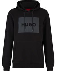 HUGO - S Duratschi223 Cotton-terry Hoodie With Logo Print Black - Lyst