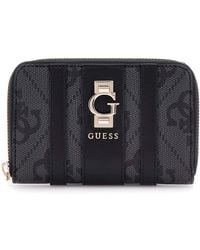 Guess - Geldbörse Erenia Zip Around Wallet Coal Logo dunkelgrau - Lyst