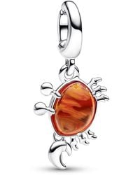 PANDORA - Disney Ciondolo pendente con granchio de La Sirenetta in argento Sterling e vetro di Murano arancione - Lyst