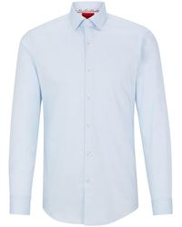 HUGO - Koey Slim-Fit Hemd aus bügelleichtem Baumwoll-Twill Hellblau 45 - Lyst