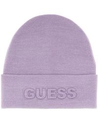 Guess - Cappello Cuffia con Logo AW5179POL01 Lilla L - Lyst