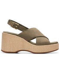 Clarks - On Wish Nubuck Sandals In Olive Standard Fit Size 8 - Lyst