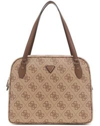 Guess - Shopper Reistas Met Laptopvak Travel Tote Latte Logo/brown Lichtbruin - Lyst