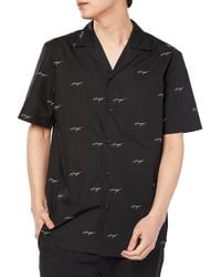HUGO - S Ellino Relaxed-fit Shirt In Printed Cotton Poplin Black - Lyst