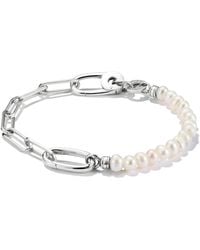 Thomas Sabo - Bracciale in argento sterling 925 riciclato con catena Paperclip e perle d'acqua dolce - Lyst