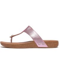 Fitflop - Iqushion Metallic-leather Toe-post Sandals Wedge - Lyst