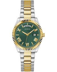 Guess - Two-tone Bracelet Green Dial Two-tone - Lyst